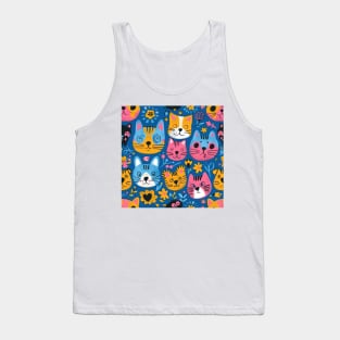 Whimsical Animal Faces Pattern Tank Top